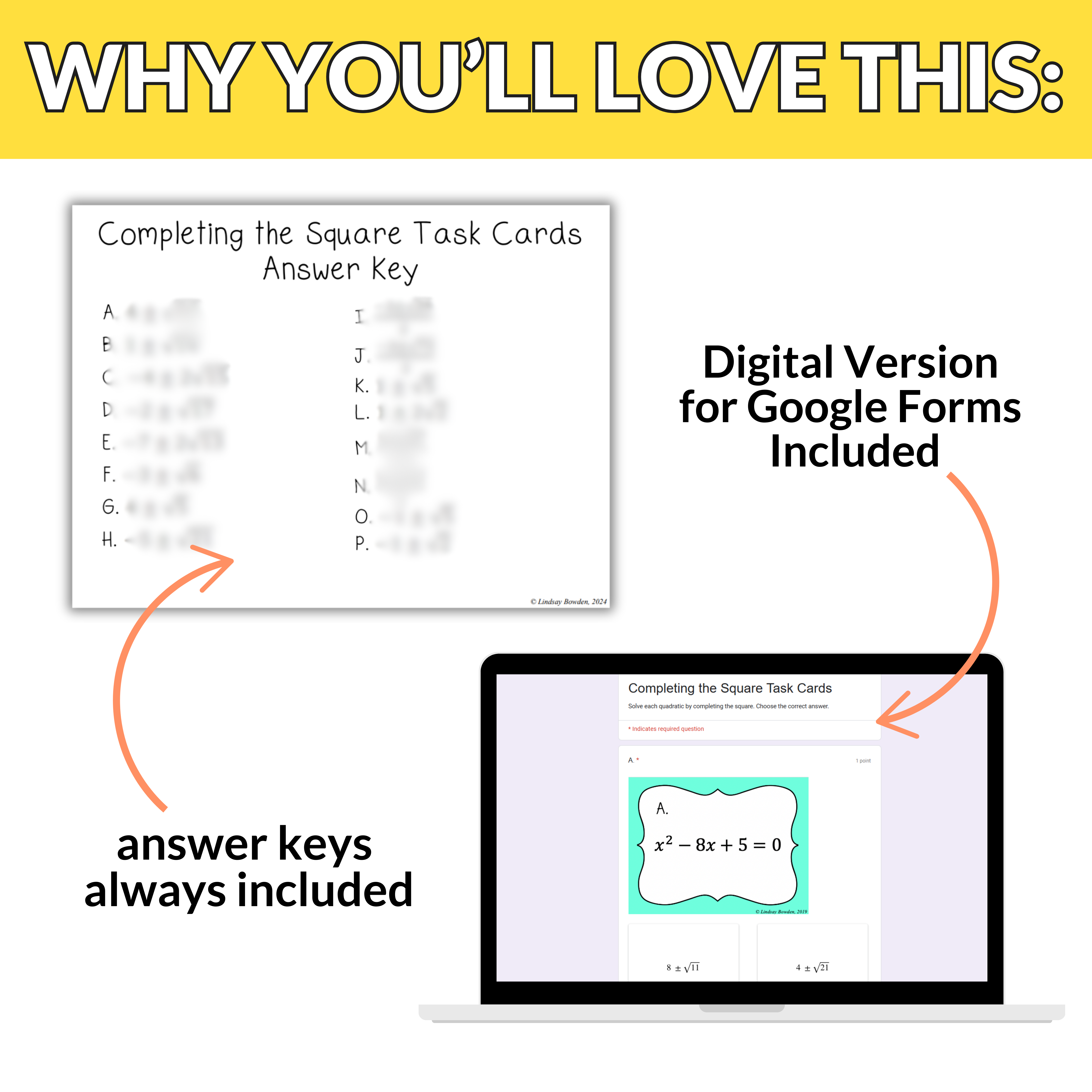 Completing The Square Task Cards Lindsay Bowden