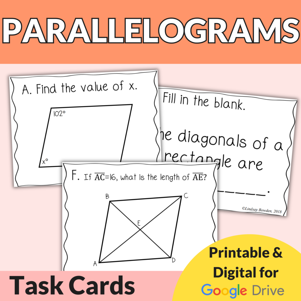 Parallelogram Task Cards Lindsay Bowden