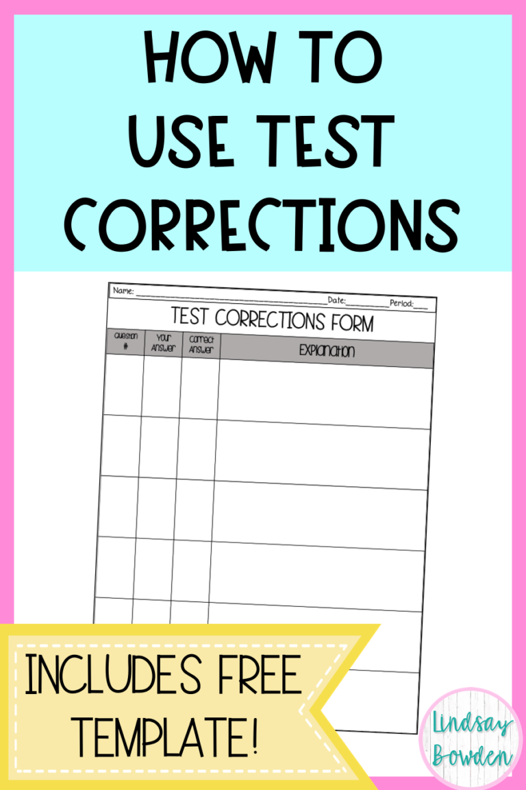 Corrections To A Math Test Worksheet