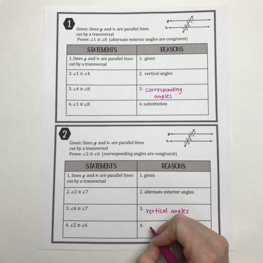 Geometry Worksheet Beginning Proofs Answers