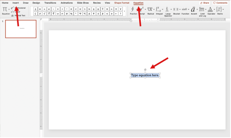 coverting pc powerpoint to mac equations