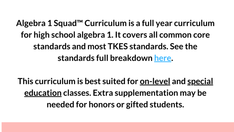 Algebra 1 Squad Curriculum - Lindsay Bowden