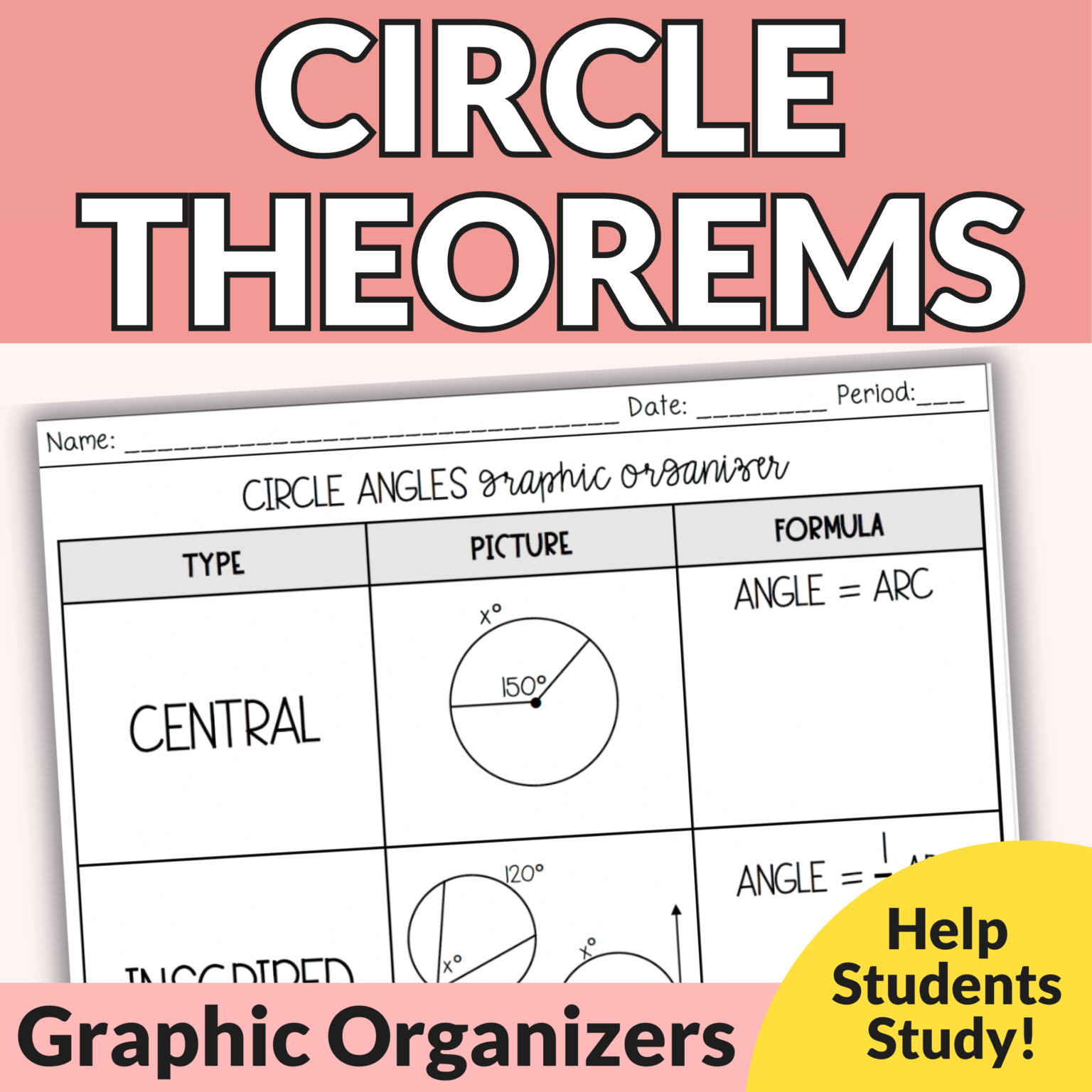 Circle Theorems Graphic Organizer - Lindsay Bowden