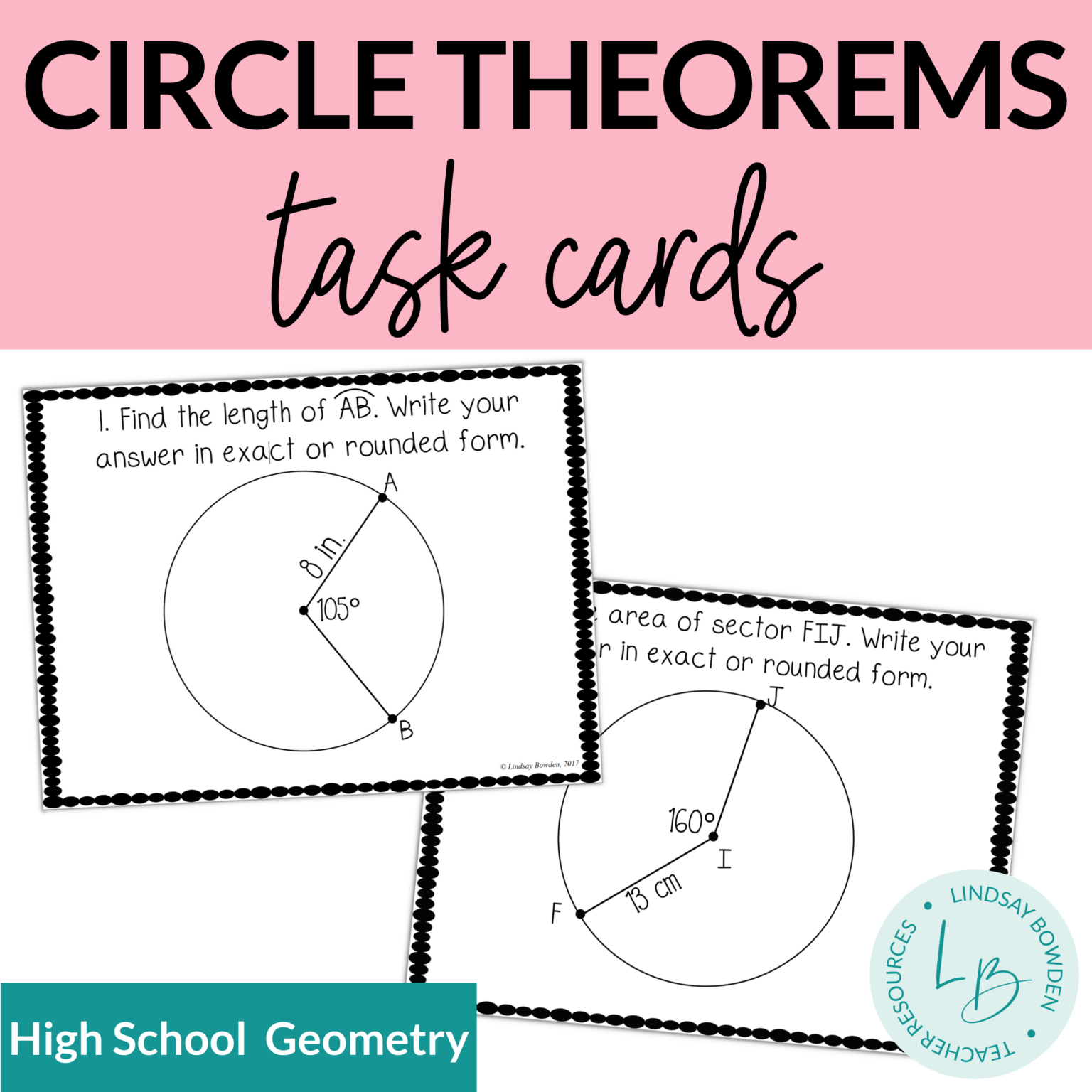 Circles Theorems Task Cards - Lindsay Bowden