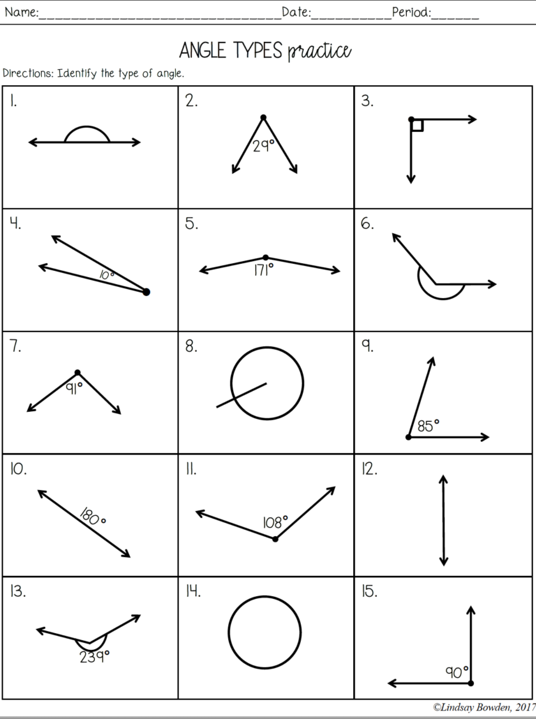 Angle Types Notes and Worksheets - Lindsay Bowden