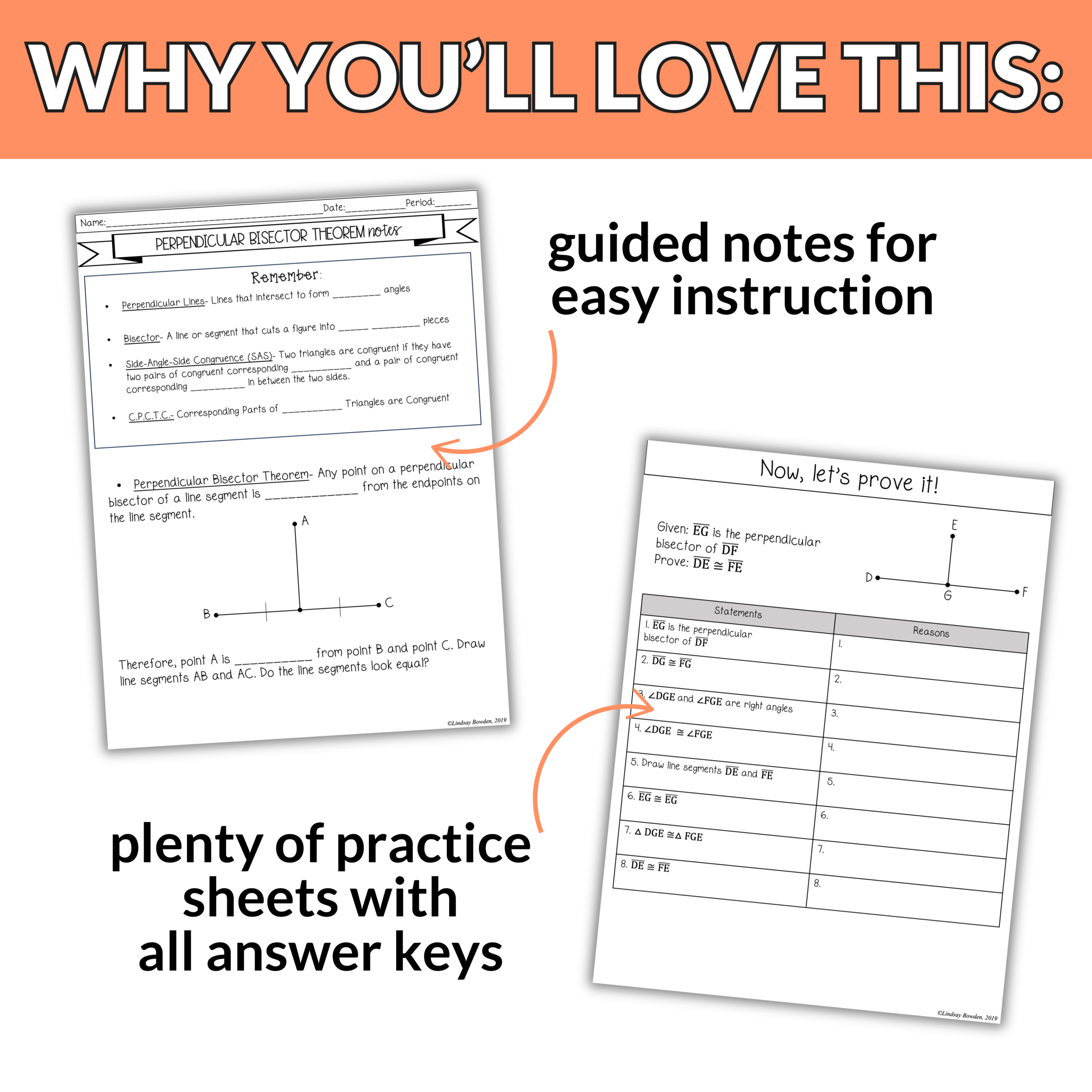 Perpendicular Bisector Theorem Notes and Worksheets for 9th – 11th Grade Geometry - Image 4