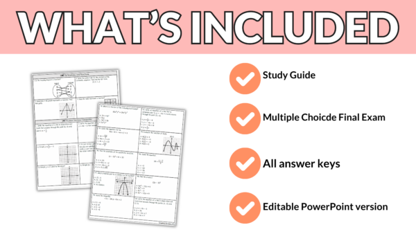 Algebra 1 Final Exam with Study Guide (Editable) - Image 2