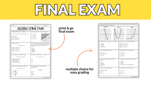 Algebra 1 Final Exam with Study Guide (Editable) - Image 4