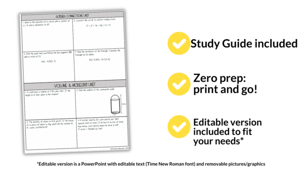 Geometry Final Exam with Study Guide (Editable) - Image 6