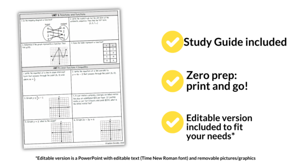 Algebra 1 Final Exam with Study Guide (Editable) - Image 6