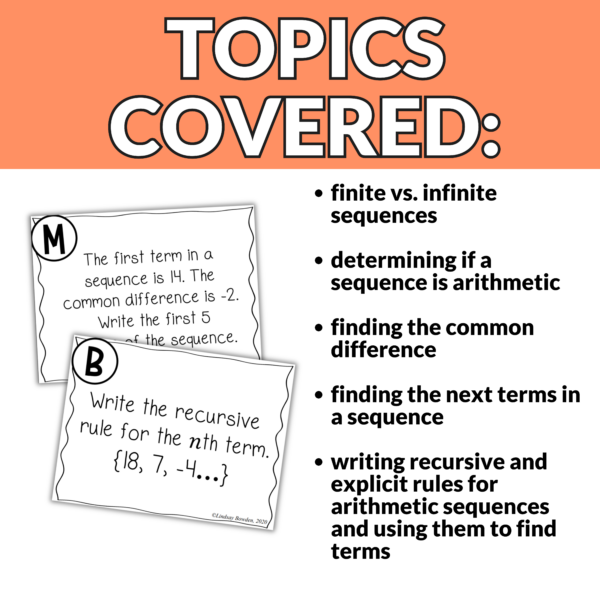 Arithmetic Sequences with Recursive and Explicit Rules Task Cards for Algebra 1 - Image 3