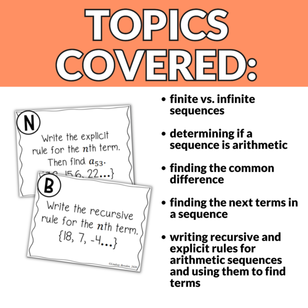 Arithmetic Sequences with Recursive and Explicit Rules Task Cards for Algebra 1 - Image 3