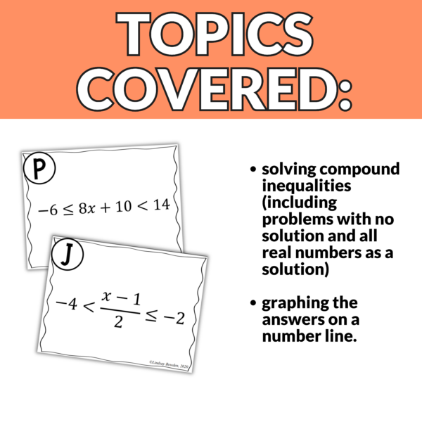 Solving Compound Inequalities and Graphing Task Cards Activity for Algebra 1 - Image 3