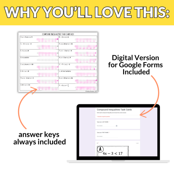 Solving Compound Inequalities and Graphing Task Cards Activity for Algebra 1 - Image 4