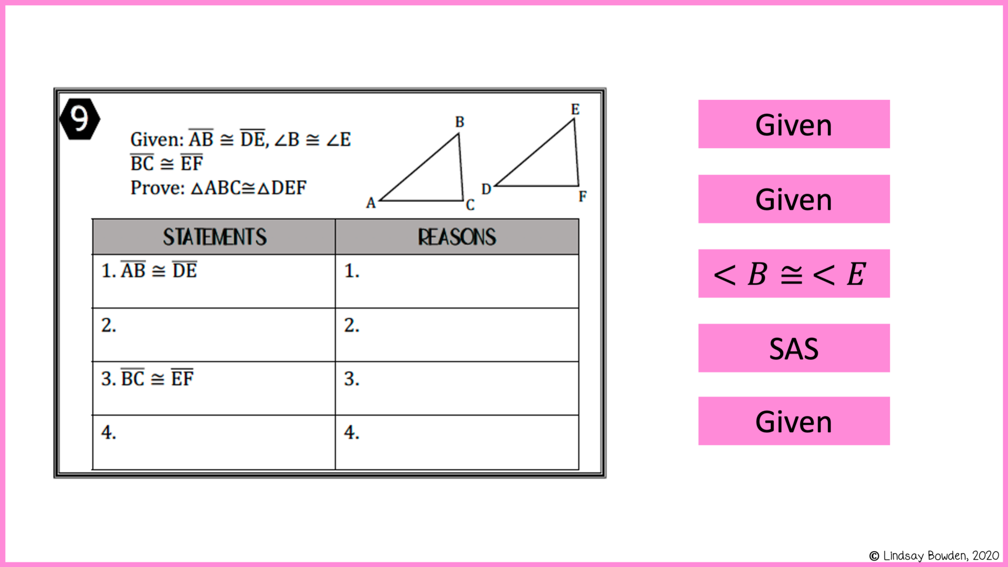 Congruent Triangles Proofs Digital Activity - Lindsay Bowden