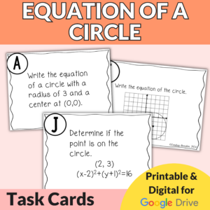 Equation of a Circle Task Cards