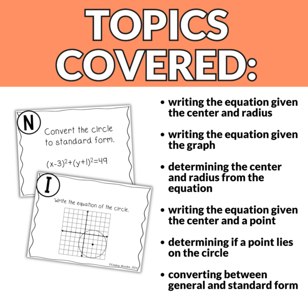 Equation of a Circle Task Cards - Image 3