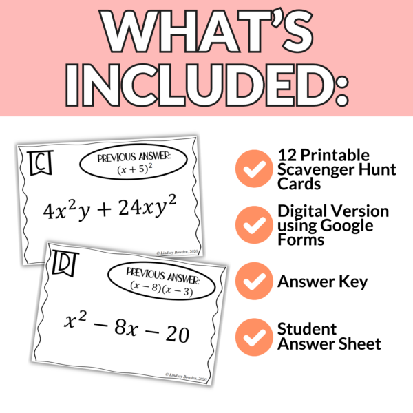 Factoring Polynomials Scavenger Hunt - Image 2