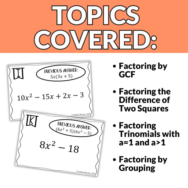 Factoring Polynomials Scavenger Hunt - Image 3