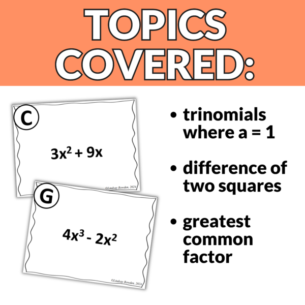 Factoring Quadratics Task Cards - Image 3