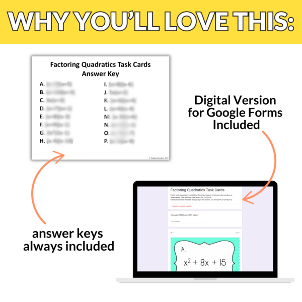 Factoring Quadratics Task Cards - Image 4