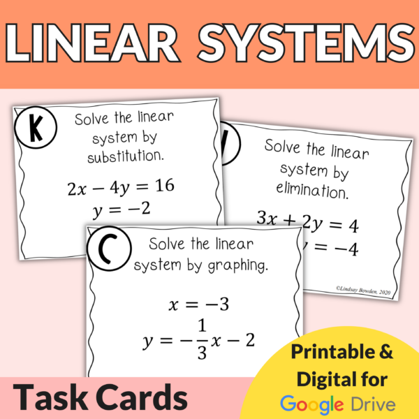 Linear Systems Task Cards