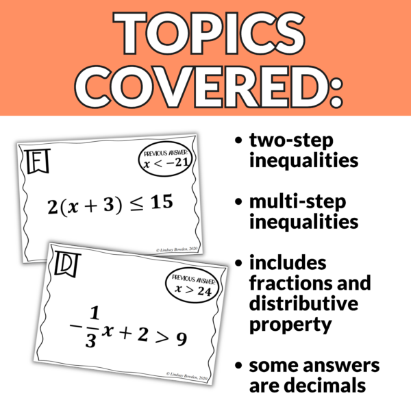 Solving Inequalities Scavenger Hunt - Image 3