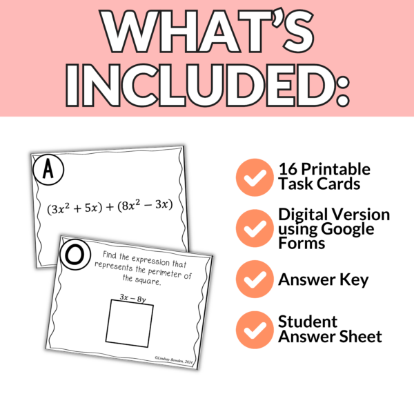 Adding and Subtracting Polynomials Cards - Image 2