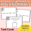 Adding and Subtracting Polynomials Cards - Lindsay Bowden