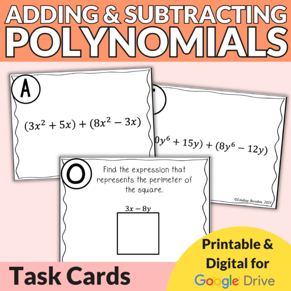 Adding and Subtracting Polynomials Cards