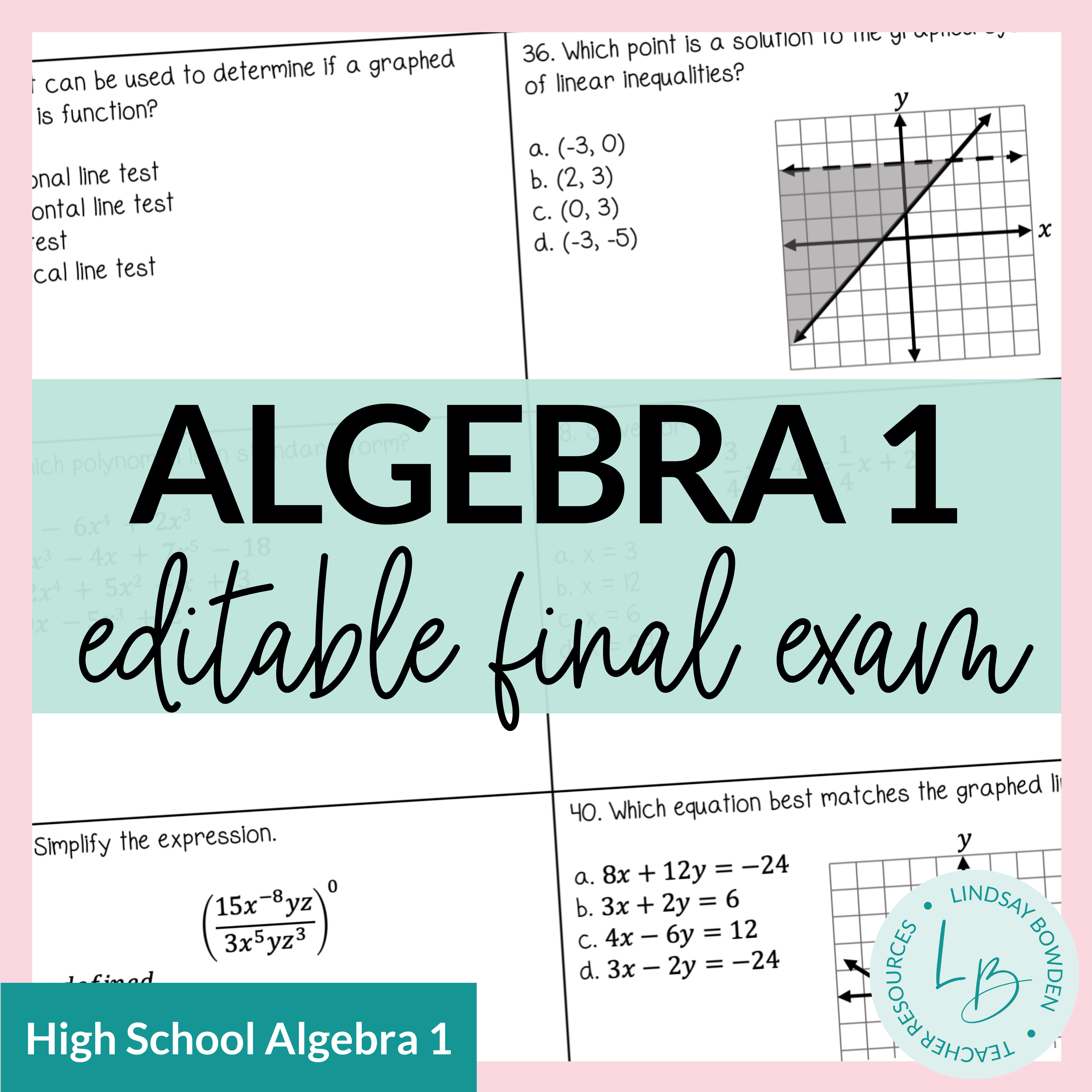 End Of The Year Test Of Algebra 1