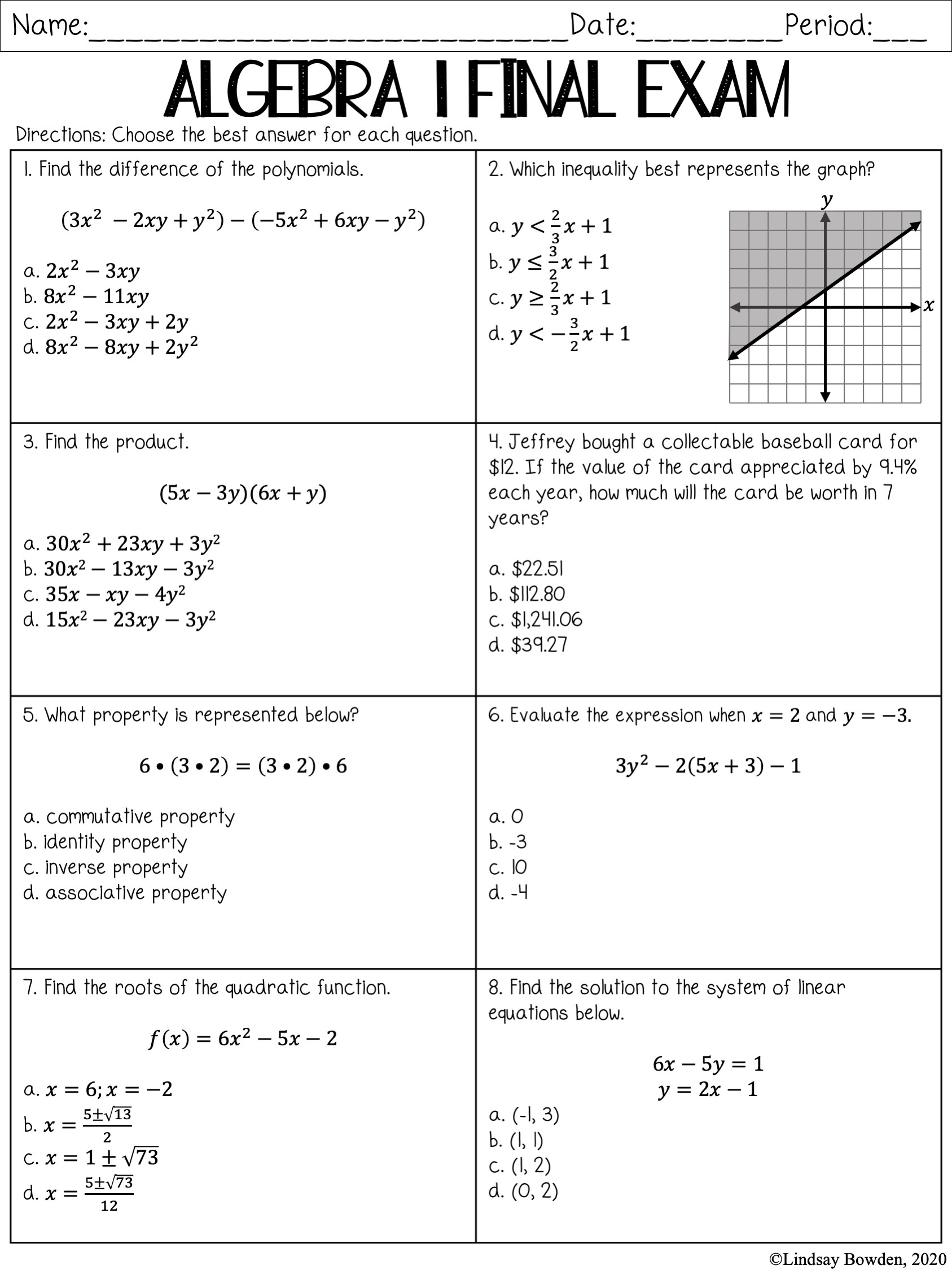 algebra 1 unit 2 lesson 5 homework answers