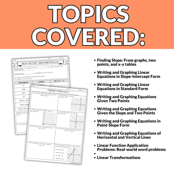 Linear Functions Notes and Worksheets - Image 3