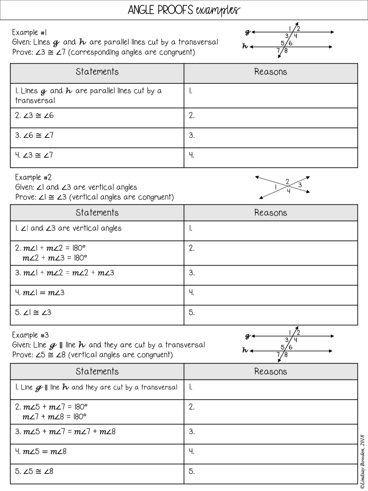 Special Angle Pairs Notes - Lindsay Bowden