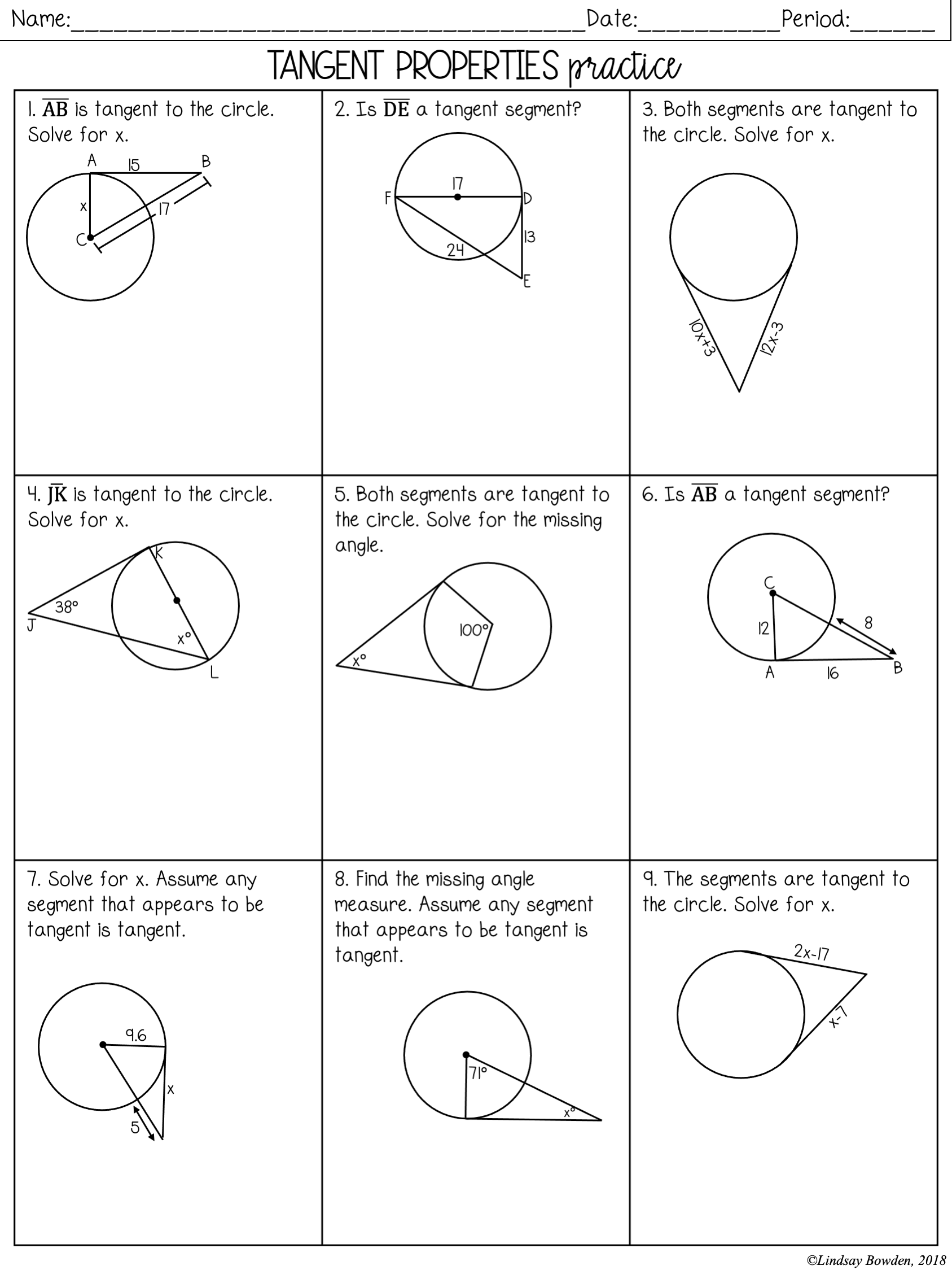 circle worksheets chord diameter radius