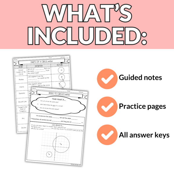 Circle Notes and Worksheets: Angles, Tangents, and Segments for 9th – 11th Grade Geometry - Image 3