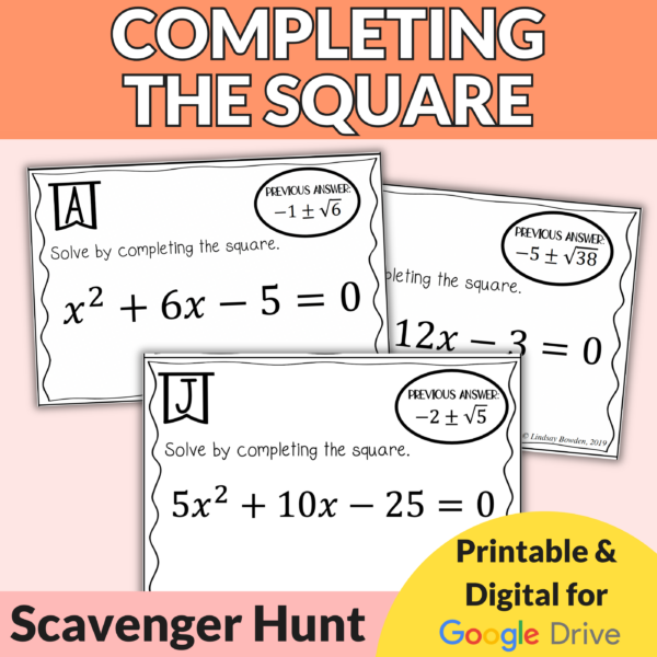 Completing the Square Scavenger Hunt