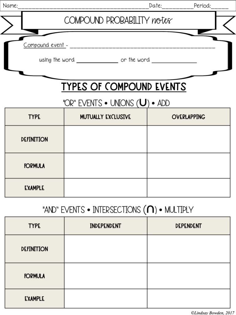 Probability Notes And Worksheets - Lindsay Bowden