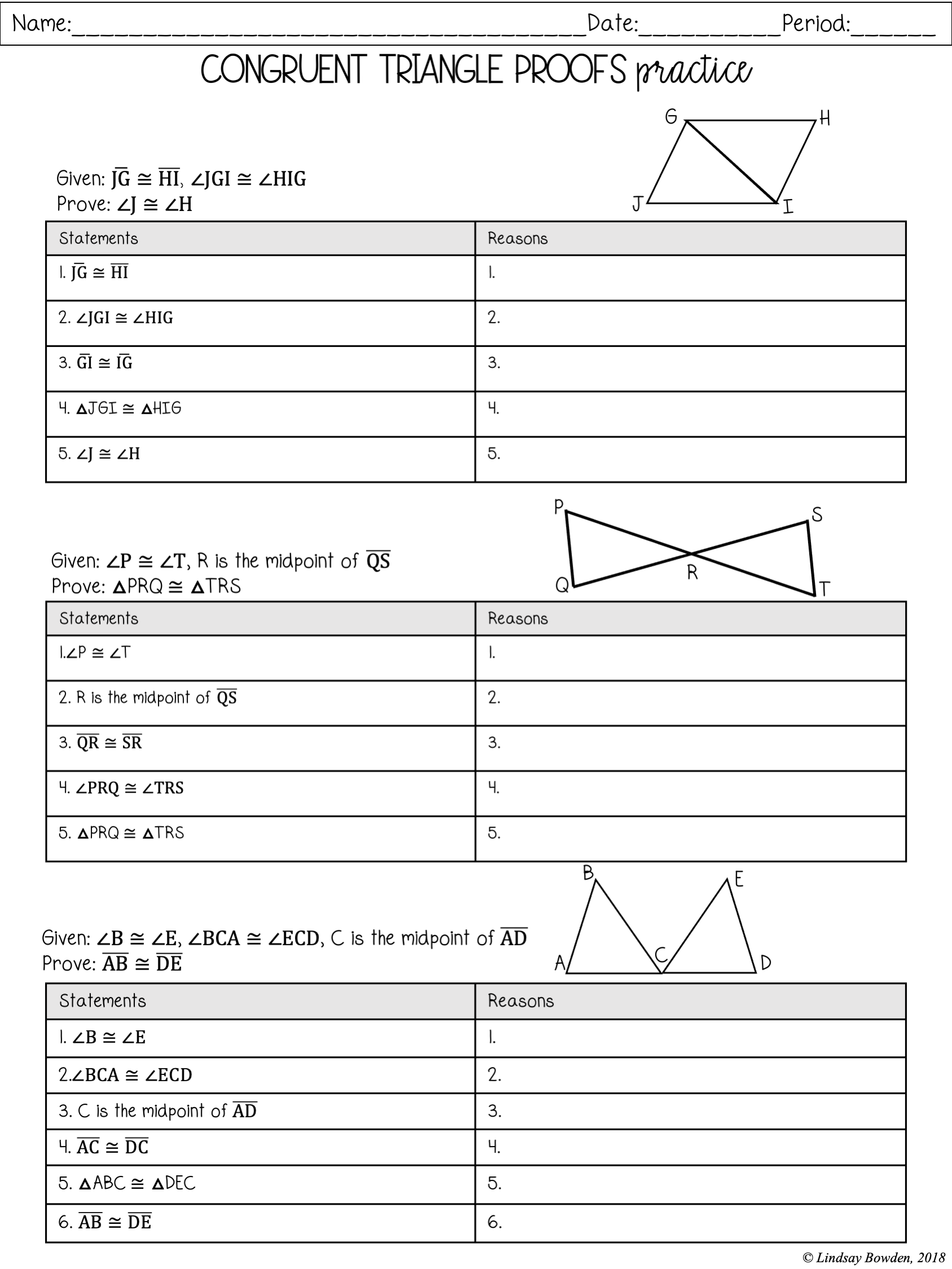 Prove Congruent Triangles Worksheets