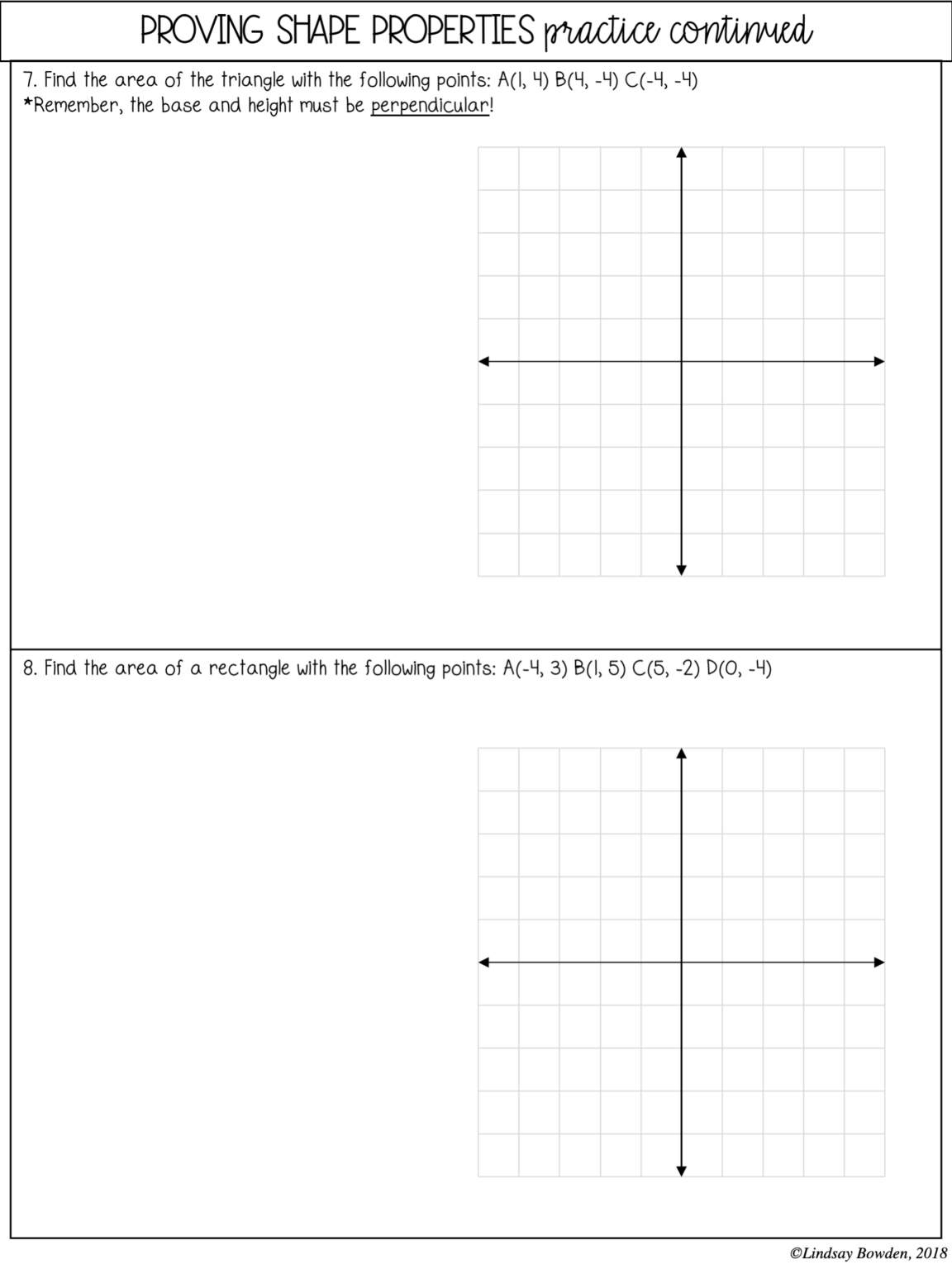 Coordinate Geometry Notes and Worksheets - Lindsay Bowden