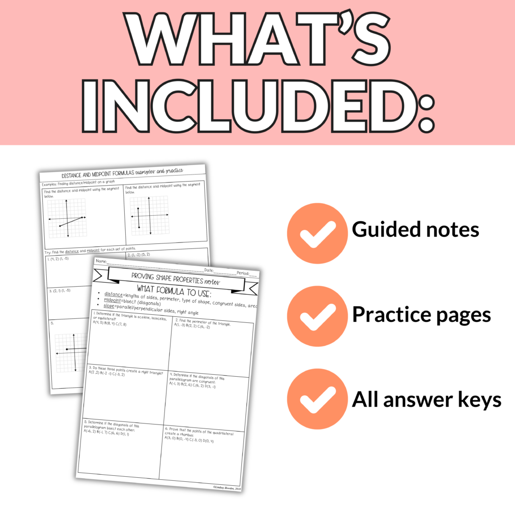 Coordinate Geometry Notes and Worksheets for 9th – 11th Grade Geometry - Image 2