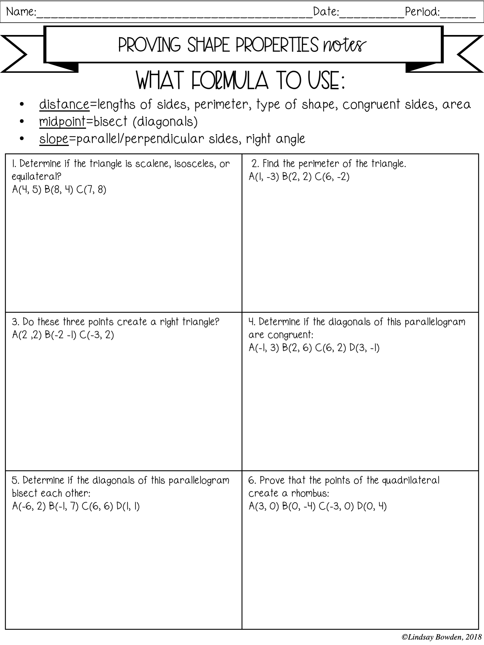 Coordinate Geometry Notes and Worksheets - Lindsay Bowden With Regard To Midpoint And Distance Worksheet