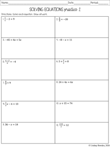 Solving One and Two-Step Equations - Lindsay Bowden