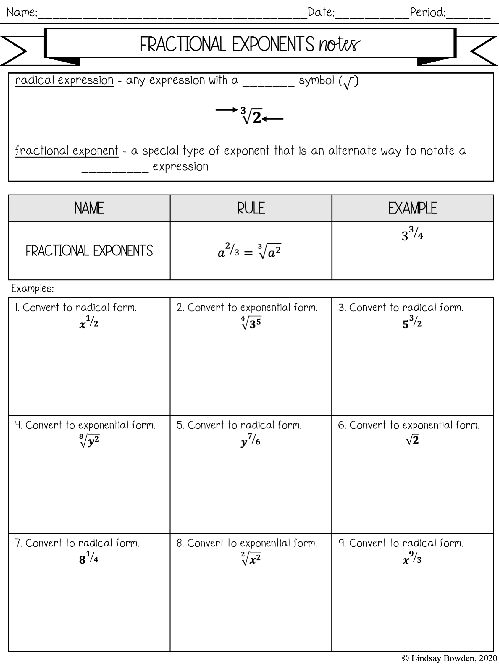 Multiple Exponent Rules Worksheet