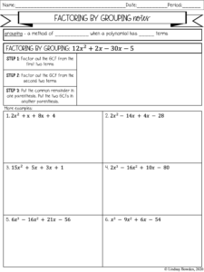 Factoring Polynomials Notes and Worksheets - Lindsay Bowden
