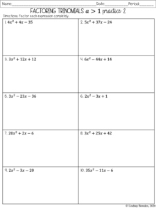 Factoring Polynomials Notes and Worksheets - Lindsay Bowden