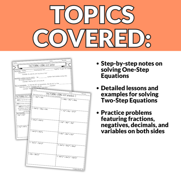 Factoring Polynomials using Multiple Methods Notes and Worksheets for Algebra 1 - Image 2