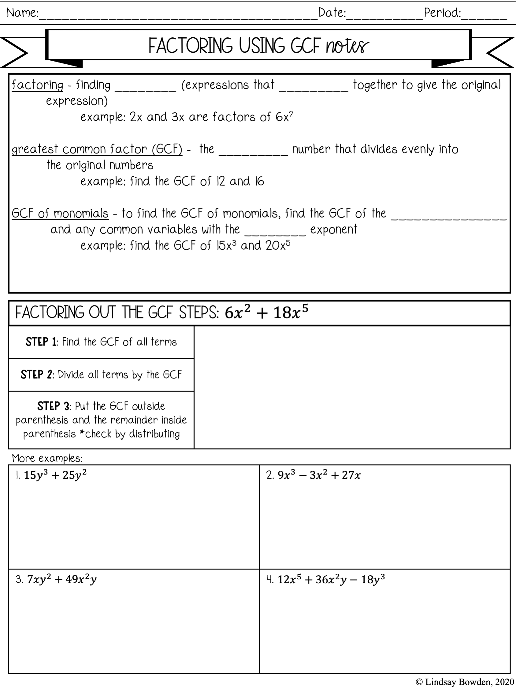 two variable factoring trinomials worksheet