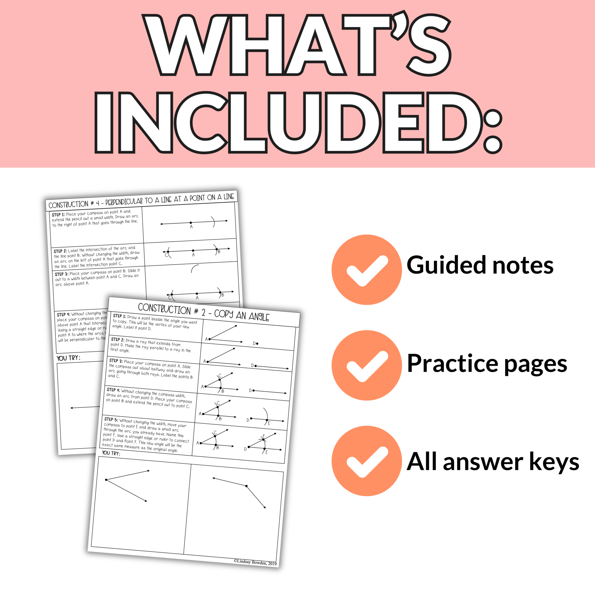 Geometric Constructions Notes and Practice for 9th – 11th Grade ...