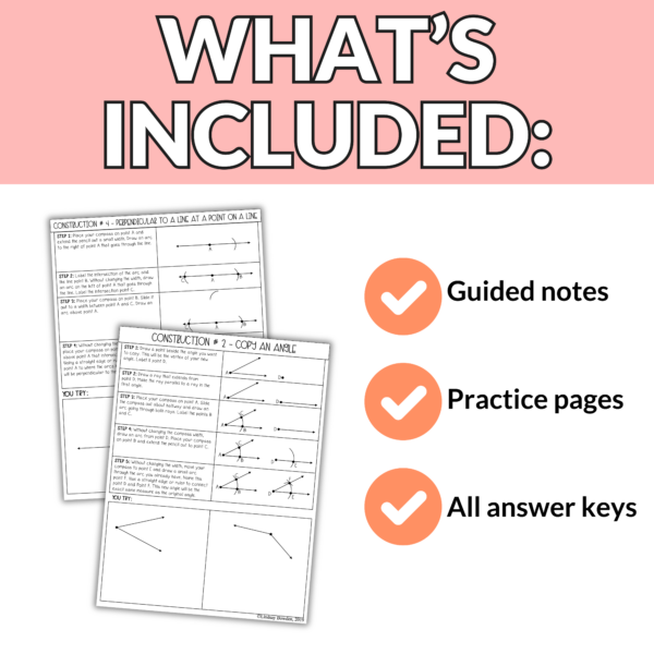 Geometric Constructions Notes and Practice for 9th – 11th Grade Geometry - Image 3
